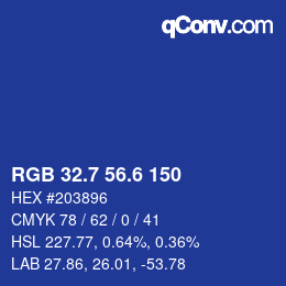 カラーコード: RGB 32.7 56.6 150 | qconv.com