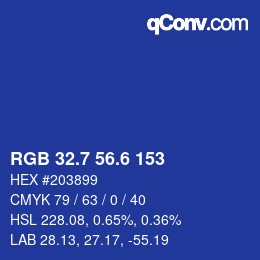 カラーコード: RGB 32.7 56.6 153 | qconv.com