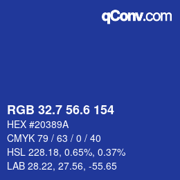 カラーコード: RGB 32.7 56.6 154 | qconv.com