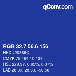 カラーコード: RGB 32.7 56.6 156 | qconv.com