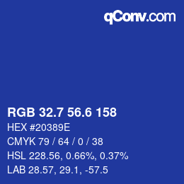カラーコード: RGB 32.7 56.6 158 | qconv.com