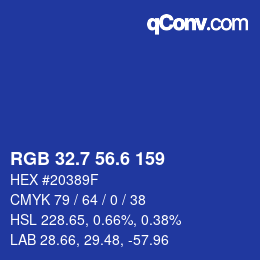 カラーコード: RGB 32.7 56.6 159 | qconv.com