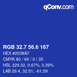 カラーコード: RGB 32.7 56.6 167 | qconv.com