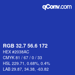 カラーコード: RGB 32.7 56.6 172 | qconv.com