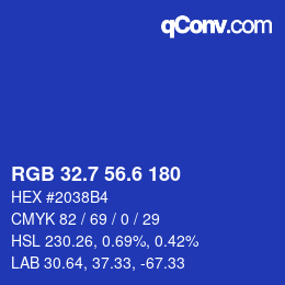 カラーコード: RGB 32.7 56.6 180 | qconv.com