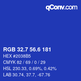 カラーコード: RGB 32.7 56.6 181 | qconv.com