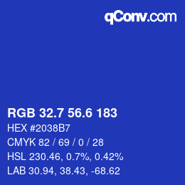 カラーコード: RGB 32.7 56.6 183 | qconv.com