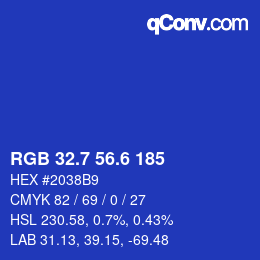 カラーコード: RGB 32.7 56.6 185 | qconv.com