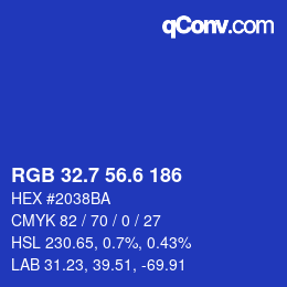 カラーコード: RGB 32.7 56.6 186 | qconv.com