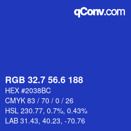 カラーコード: RGB 32.7 56.6 188 | qconv.com