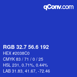 カラーコード: RGB 32.7 56.6 192 | qconv.com
