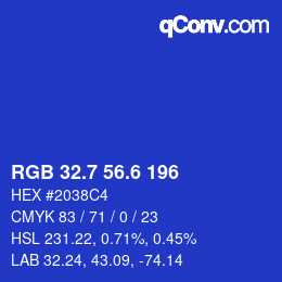 カラーコード: RGB 32.7 56.6 196 | qconv.com