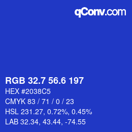 カラーコード: RGB 32.7 56.6 197 | qconv.com