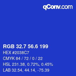 カラーコード: RGB 32.7 56.6 199 | qconv.com