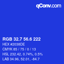 カラーコード: RGB 32.7 56.6 222 | qconv.com