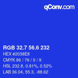 カラーコード: RGB 32.7 56.6 232 | qconv.com