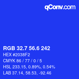カラーコード: RGB 32.7 56.6 242 | qconv.com