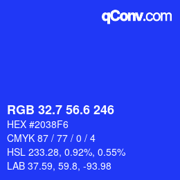 カラーコード: RGB 32.7 56.6 246 | qconv.com