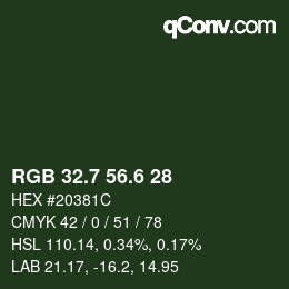カラーコード: RGB 32.7 56.6 28 | qconv.com