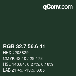 カラーコード: RGB 32.7 56.6 41 | qconv.com