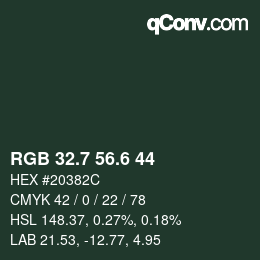 カラーコード: RGB 32.7 56.6 44 | qconv.com