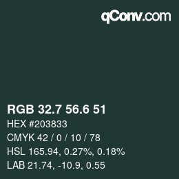カラーコード: RGB 32.7 56.6 51 | qconv.com