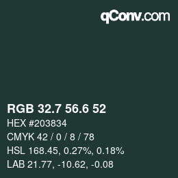 カラーコード: RGB 32.7 56.6 52 | qconv.com