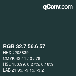 カラーコード: RGB 32.7 56.6 57 | qconv.com