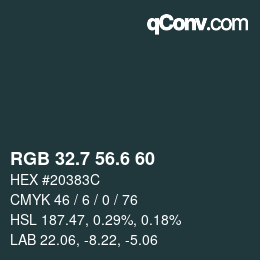 カラーコード: RGB 32.7 56.6 60 | qconv.com