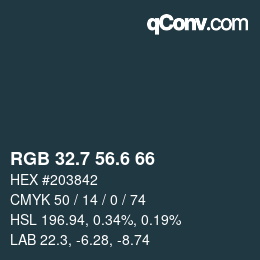 カラーコード: RGB 32.7 56.6 66 | qconv.com