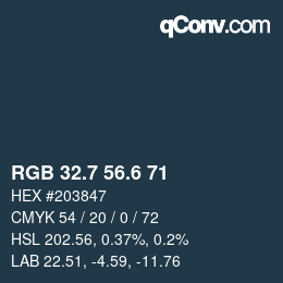 カラーコード: RGB 32.7 56.6 71 | qconv.com