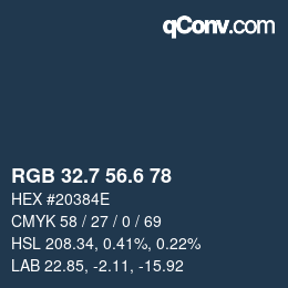 カラーコード: RGB 32.7 56.6 78 | qconv.com