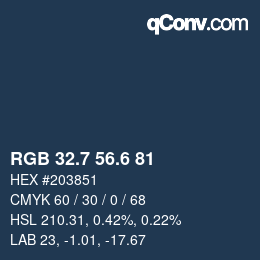 カラーコード: RGB 32.7 56.6 81 | qconv.com