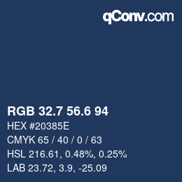 カラーコード: RGB 32.7 56.6 94 | qconv.com