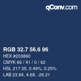 カラーコード: RGB 32.7 56.6 96 | qconv.com