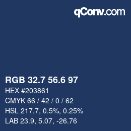 カラーコード: RGB 32.7 56.6 97 | qconv.com