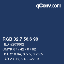 カラーコード: RGB 32.7 56.6 98 | qconv.com