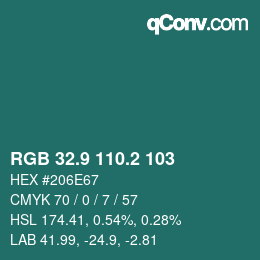 Color code: RGB 32.9 110.2 103 | qconv.com