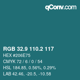 Color code: RGB 32.9 110.2 117 | qconv.com