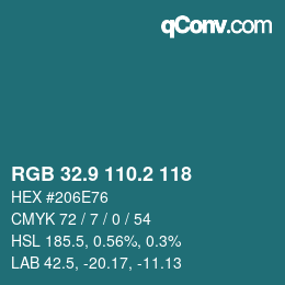 Color code: RGB 32.9 110.2 118 | qconv.com