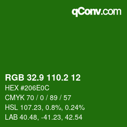 カラーコード: RGB 32.9 110.2 12 | qconv.com