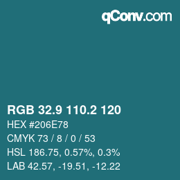 カラーコード: RGB 32.9 110.2 120 | qconv.com