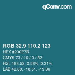 Color code: RGB 32.9 110.2 123 | qconv.com