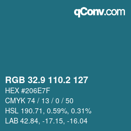 カラーコード: RGB 32.9 110.2 127 | qconv.com