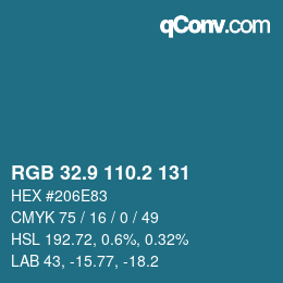 Color code: RGB 32.9 110.2 131 | qconv.com