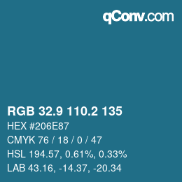 Color code: RGB 32.9 110.2 135 | qconv.com
