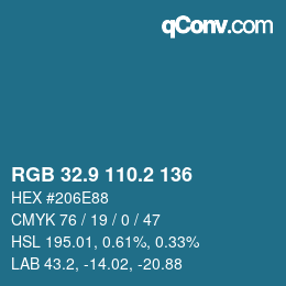 Color code: RGB 32.9 110.2 136 | qconv.com