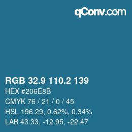 カラーコード: RGB 32.9 110.2 139 | qconv.com