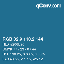 カラーコード: RGB 32.9 110.2 144 | qconv.com