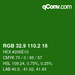 カラーコード: RGB 32.9 110.2 16 | qconv.com